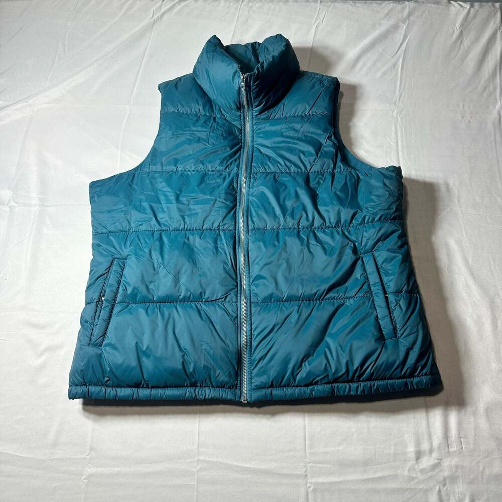 Old Navy Women’s Teal Quilted Puffer Vest Fleece Lined Full Zip XL
